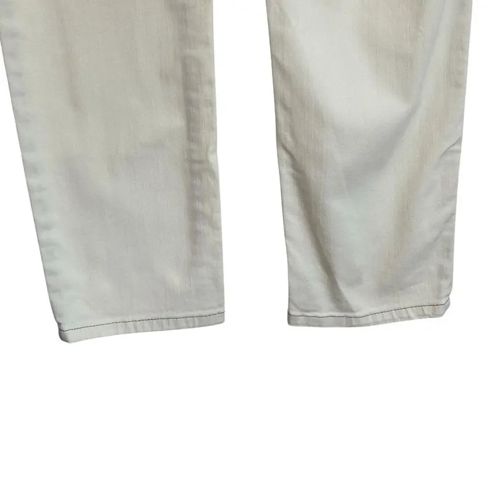 Eileen Fisher Womens Jeans 8 P‎ Off White Slim Straight Stretch Preppy Cotton
